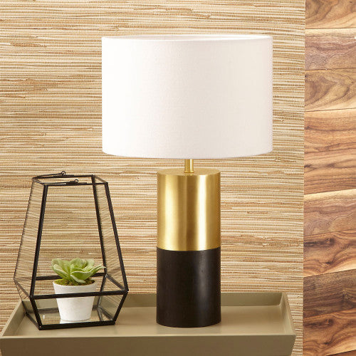 Etosha Dark Wood and Gold Metal Table Lamp - TheArtistsQuarter