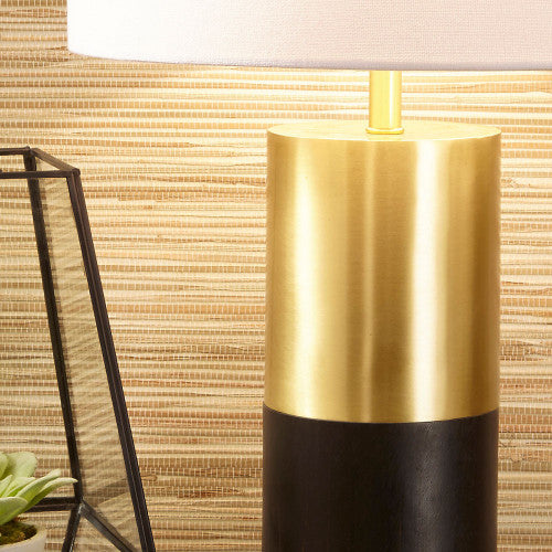 Etosha Dark Wood and Gold Metal Table Lamp - TheArtistsQuarter