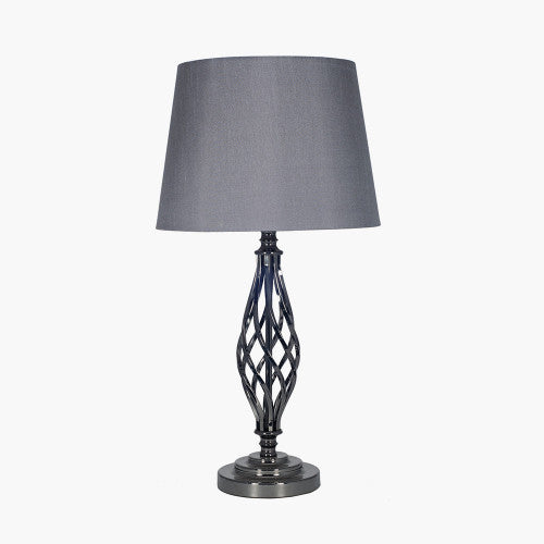 Jenna Black Chrome Metal Twist Detail Table Lamp - TheArtistsQuarter