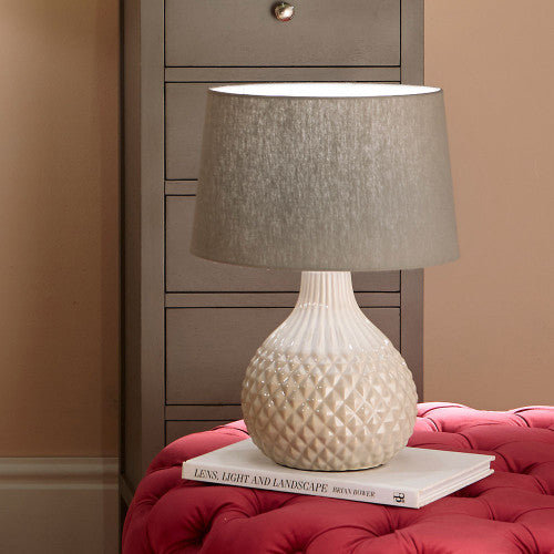 Rhea Grey Geo Ceramic Table Lamp - TheArtistsQuarter