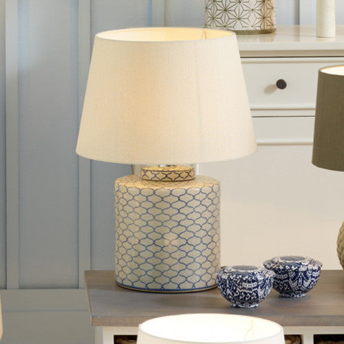 Demetri Grey and Blue Detail Ceramic Table Lamp *AWAITING STOCK* - TheArtistsQuarter