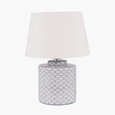 Demetri Grey and Blue Detail Ceramic Table Lamp *AWAITING STOCK* - TheArtistsQuarter