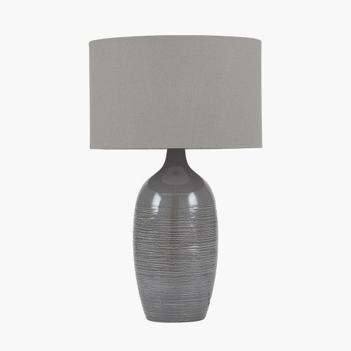 Abbie Etched Graphite Ceramic Table Lamp - TheArtistsQuarter