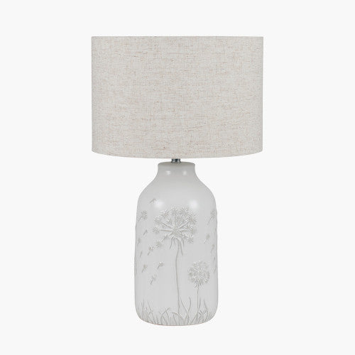 Flora White Floral Ceramic Table Lamp - TheArtistsQuarter