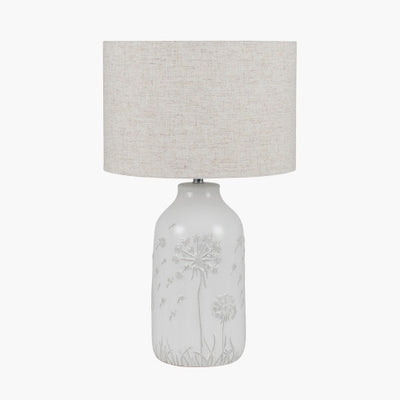 Flora White Floral Ceramic Table Lamp - TheArtistsQuarter