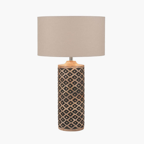 Orissa Tall Wooden Diamond Table Lamp - TheArtistsQuarter