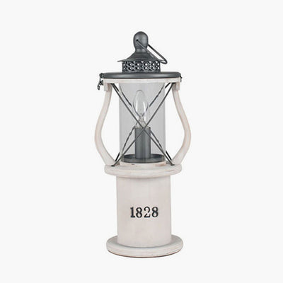 Gibson White Wood Lantern Table Lamp - TheArtistsQuarter