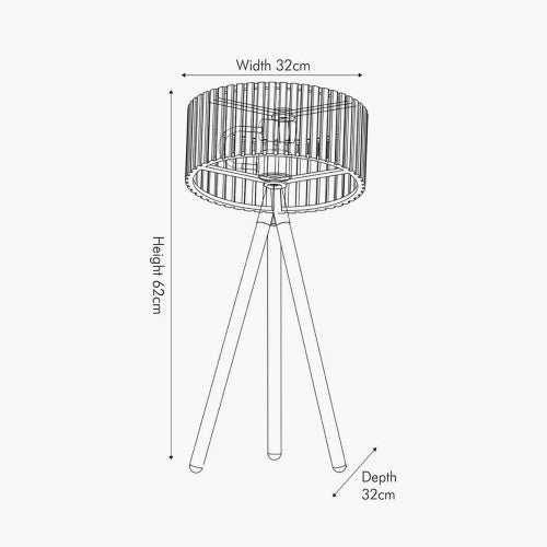 Rabanne Slatted Antique Wood Tripod Table Lamp *AWAITING STOCK* - TheArtistsQuarter