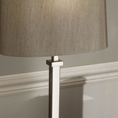 Hilton Satin Silver Metal Candlestick Table Lamp - TheArtistsQuarter