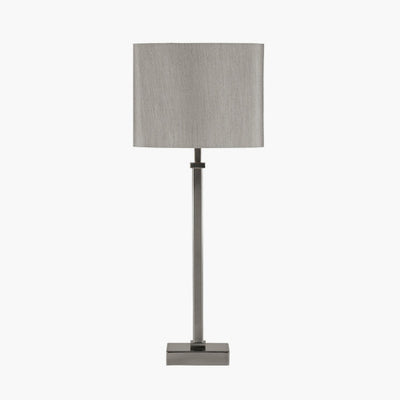 Hilton Satin Silver Metal Candlestick Table Lamp - TheArtistsQuarter