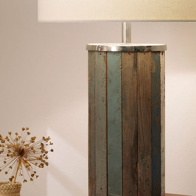 Kerala Distressed Blue Wood Tall Table Lamp - TheArtistsQuarter