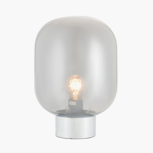 Caserta Smoke Glass Ball and Chrome Table Lamp - TheArtistsQuarter