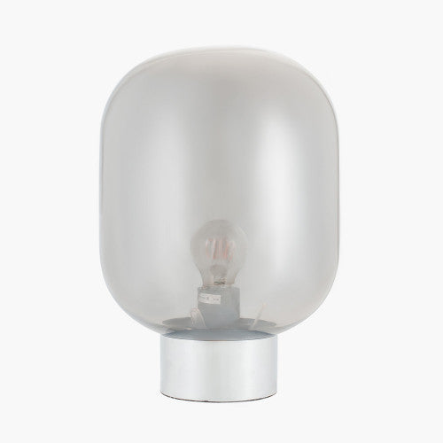 Caserta Smoke Glass Ball and Chrome Table Lamp - TheArtistsQuarter