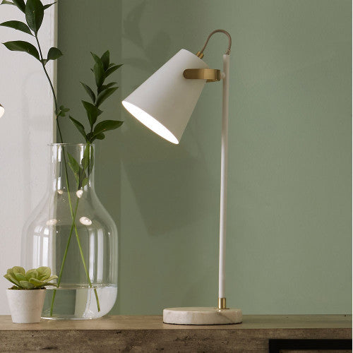 Theia White and Brushed Brass Task Table Lamp - TheArtistsQuarter