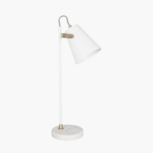 Theia White and Brushed Brass Task Table Lamp - TheArtistsQuarter