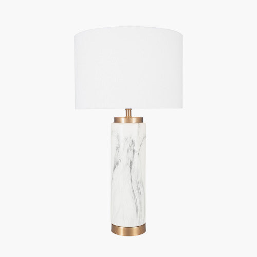 Carrara Marble Effect Ceramic Tall Table Lamp - TheArtistsQuarter