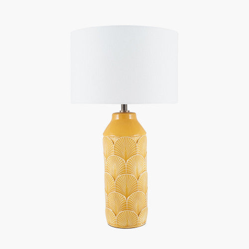 Bethan Embossed Mustard Ceramic Table Lamp *AWAITING STOCK* - TheArtistsQuarter