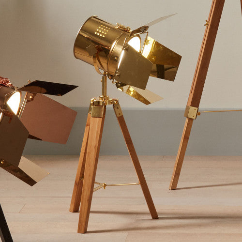 Hereford Gold and Natural Tripod Table Lamp - TheArtistsQuarter