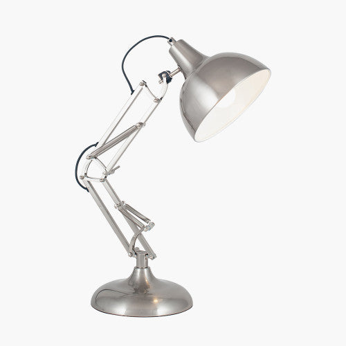 Alonzo Brushed Chrome Metal Angled Task Table Lamp - TheArtistsQuarter