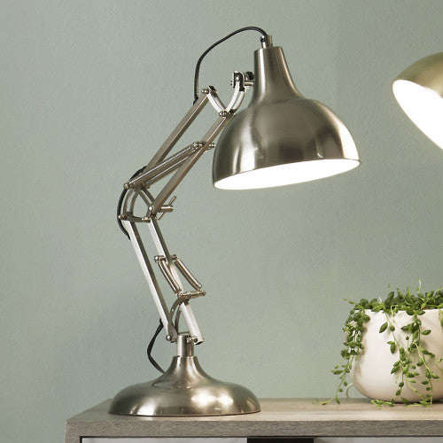 Alonzo Brushed Chrome Metal Angled Task Table Lamp - TheArtistsQuarter