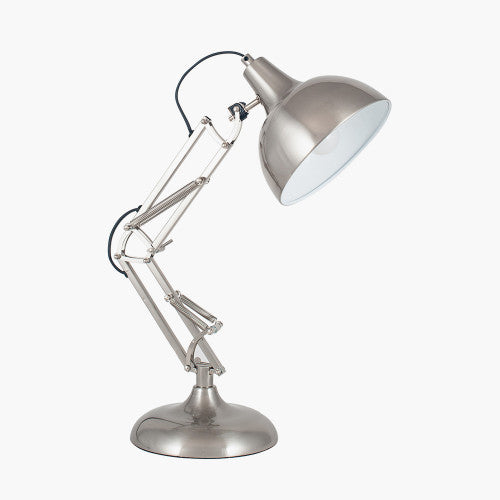 Alonzo Brushed Chrome Metal Angled Task Table Lamp - TheArtistsQuarter