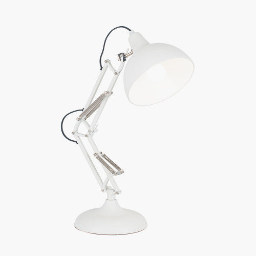 Alonzo Matt White Metal Angled Task Table Lamp - TheArtistsQuarter