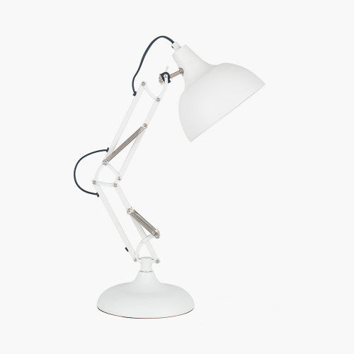 Alonzo Matt White Metal Angled Task Table Lamp - TheArtistsQuarter