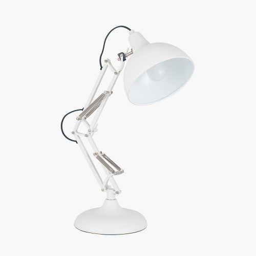 Alonzo Matt White Metal Angled Task Table Lamp - TheArtistsQuarter