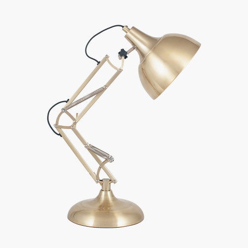 Alonzo Brushed Brass Metal Angled Task Table Lamp - TheArtistsQuarter