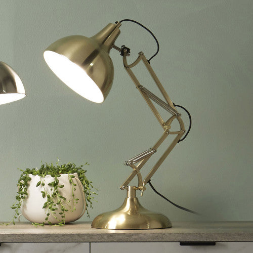 Alonzo Brushed Brass Metal Angled Task Table Lamp - TheArtistsQuarter