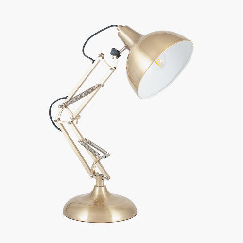 Alonzo Brushed Brass Metal Angled Task Table Lamp - TheArtistsQuarter