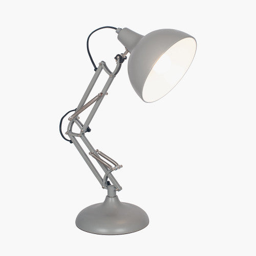 Alonzo Matt Grey Metal Angled Task Table Lamp - TheArtistsQuarter