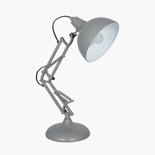 Alonzo Matt Grey Metal Angled Task Table Lamp - TheArtistsQuarter