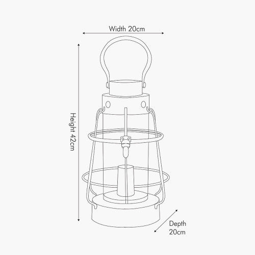 Filey Grey Metal and Clear Glass Oil Lantern Table Lamp - TheArtistsQuarter