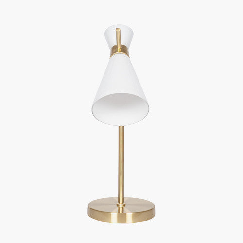 Monroe White Glass and Gold Metal Waisted Table Lamp - TheArtistsQuarter