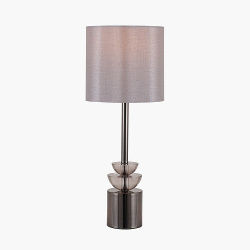 Arran Smoke Glass and Pewter Small Table Lamp - TheArtistsQuarter