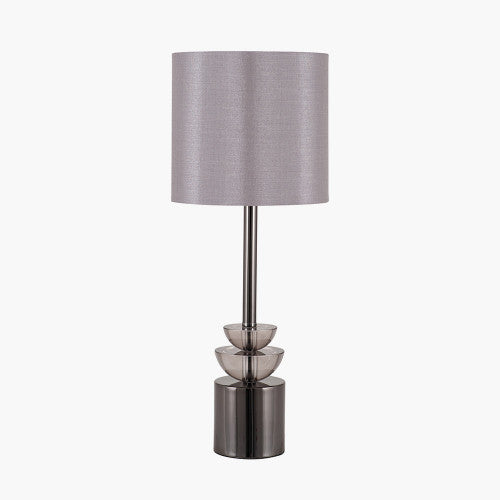 Arran Smoke Glass and Pewter Small Table Lamp - TheArtistsQuarter