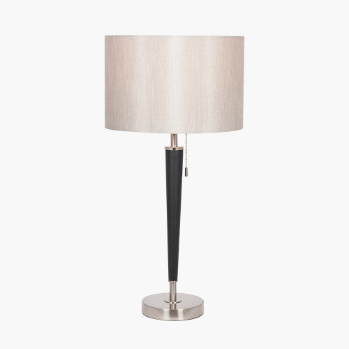 Lowry Brushed Silver and Matt Black Metal Table Lamp - TheArtistsQuarter