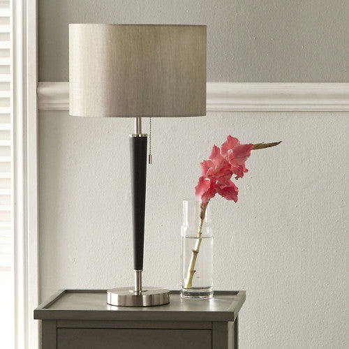 Lowry Brushed Silver and Matt Black Metal Table Lamp - TheArtistsQuarter