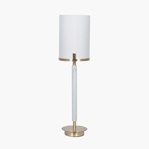 Midland Champagne Gold Metal and Marble Effect Table Lamp - TheArtistsQuarter