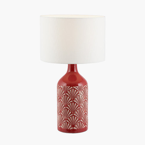 Poiret Red Art Deco Detail Ceramic Table Lamp - TheArtistsQuarter