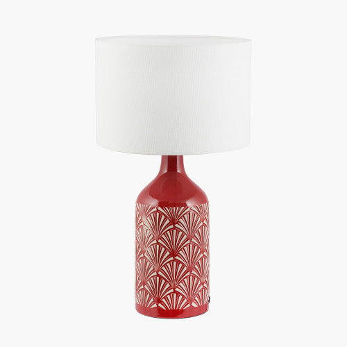 Poiret Red Art Deco Detail Ceramic Table Lamp - TheArtistsQuarter