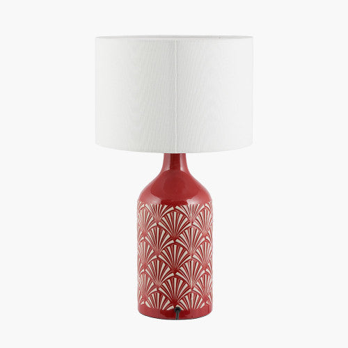 Poiret Red Art Deco Detail Ceramic Table Lamp - TheArtistsQuarter