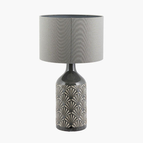 Poiret Grey Art Deco Detail Ceramic Table Lamp - TheArtistsQuarter
