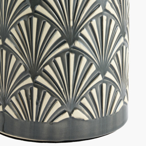 Poiret Grey Art Deco Detail Ceramic Table Lamp - TheArtistsQuarter