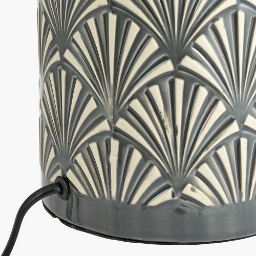 Poiret Grey Art Deco Detail Ceramic Table Lamp - TheArtistsQuarter