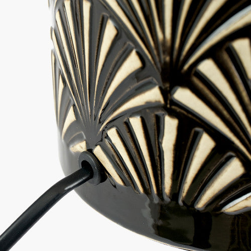 Poiret Black Art Deco Detail Ceramic Table Lamp - TheArtistsQuarter