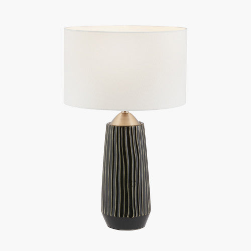 Artemis Black Textured Ceramic and Brushed Silver Tall Table Lamp - TheArtistsQuarter