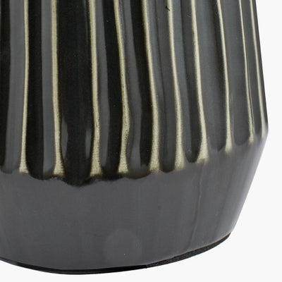 Artemis Black Textured Ceramic and Brushed Silver Tall Table Lamp - TheArtistsQuarter
