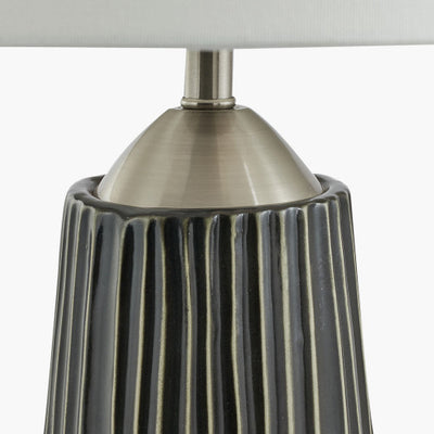Artemis Black Textured Ceramic and Brushed Silver Tall Table Lamp - TheArtistsQuarter